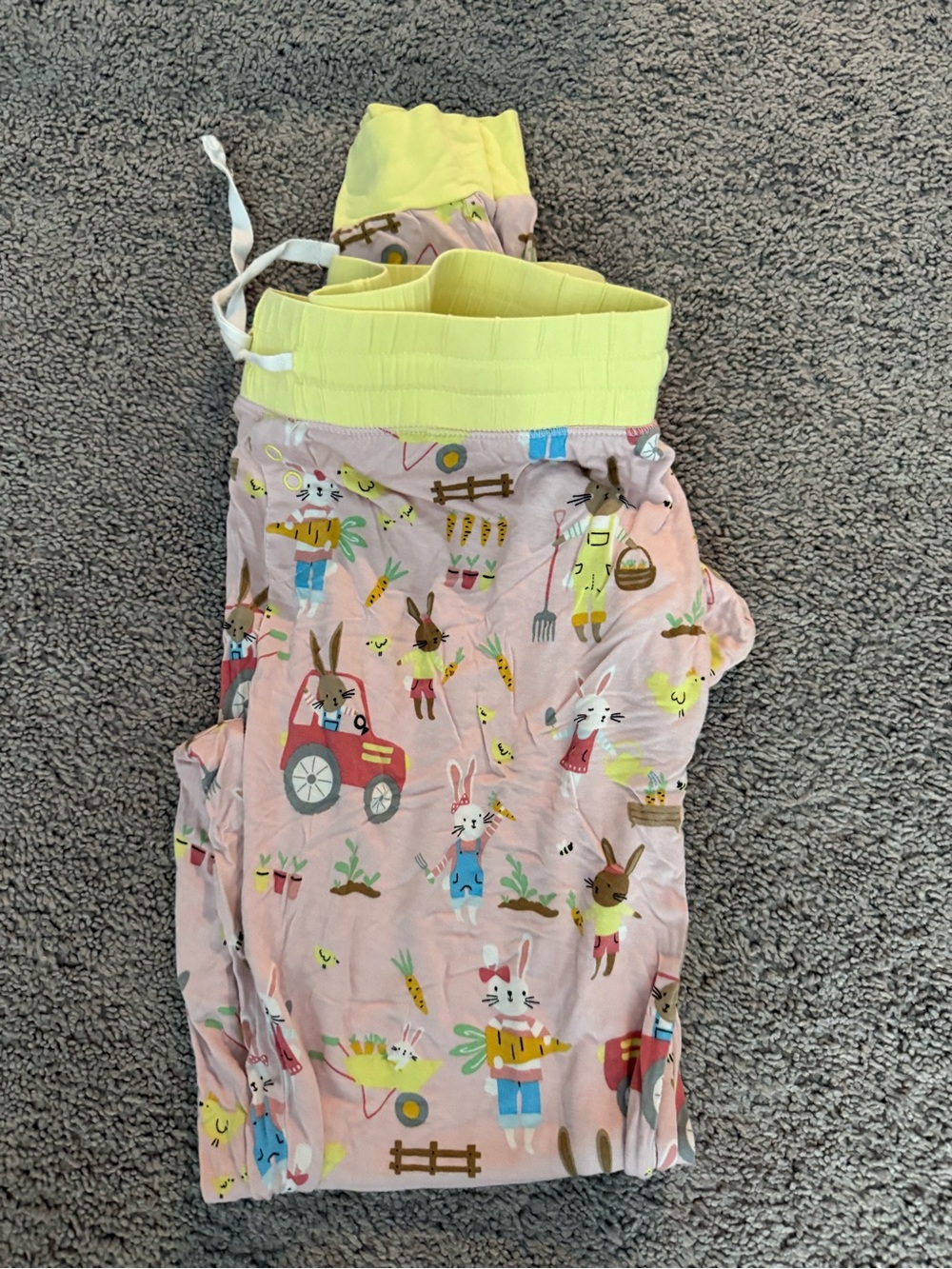 Little Sleepies Pink Bunny Farm Pajama Pants with Yellow Waistband